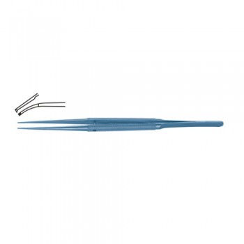 Diam-n-Dust™ Micro Dissecting Forcep Curved - 1 x 2 Teeth Titanium, 15 cm - 6" Tip Size 6.0 x 0.4 mm
